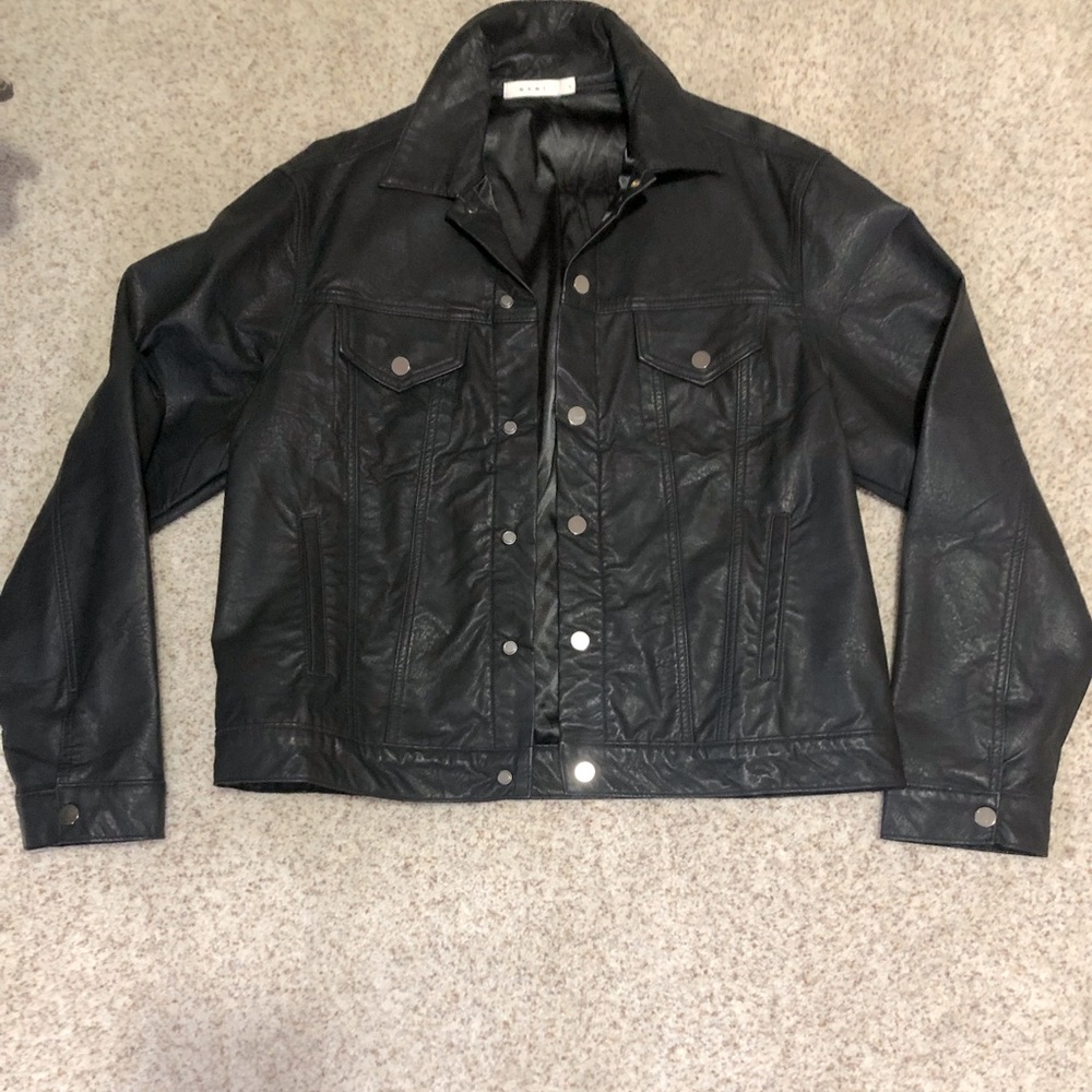 Mens mnml sz L leather look jacket